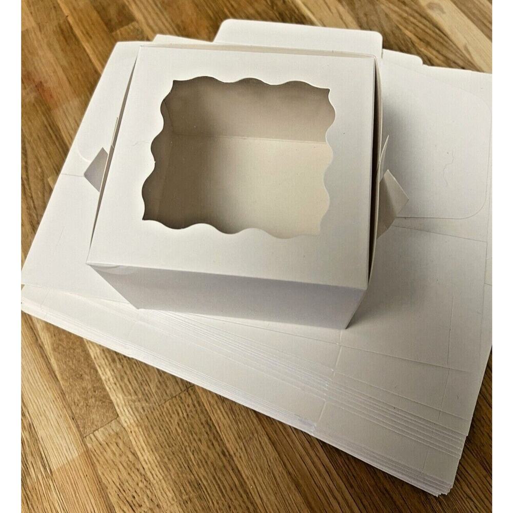 White Single SMALL Cupcake Boxes Window 4"x 4"x 2.5" - 29 Individual boxes NEW